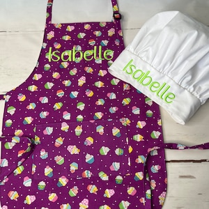 Child&#39;s Personalized Apron and Chef Hat Set, Boy or Girl Apron and Chef Hat with Name