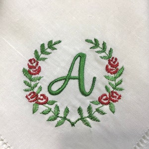 Custom Embroidered Linen/Cotton Classic Hemstitch Dinner Napkins, Monogrammed Napkins, Embroidered Wedding Napkins, Personalized Napkins