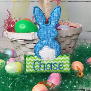 Easter Bunny Basket Tag, Personalized Bag Tag, Embroidered Easter Basket Tag, Spring Bag Tag, Custom Name Tag, Embroidered Gift Tag