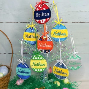 Easter Basket Name Tag, Personalized Bag Tag, Embroidered Easter Basket Tag, Spring Bag Tag, Custom Name Tag, Embroidered Gift Tag