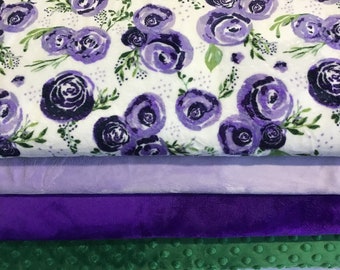 Personalized Floral Baby Blanket: Embroidered Minky Blanket