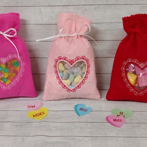 Heart Peekaboo Treat Sack - Valentine’s Day Candy Bag - Red Valentine&#39;s Sack -  Pink Valentine&#39;s Sack - Candy Holder