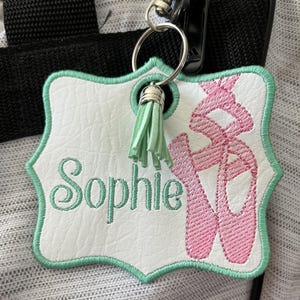 Étiquette de sac de ballerine, Étiquette de sac de ballet, Étiquette de sac d'école, Étiquette de sac personnalisée, Étiquette nominative personnalisée, Étiquette cadeau brodée, Étiquette de bagage