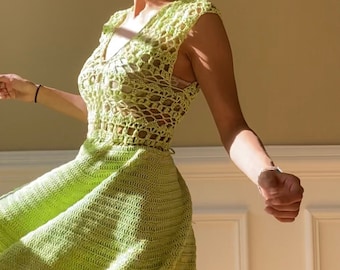 CROCHET PATTERN - Celery Dreams Dress, Top, Skirt Pattern, Downloadable PDF