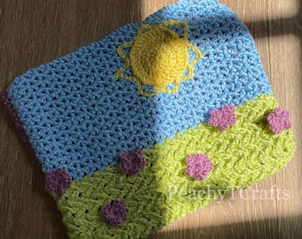CROCHET PATTERN - Sunny Meadow Device Sleeve, Cute Crochet Tablet, Laptop, Book Sleeve PDF Pattern
