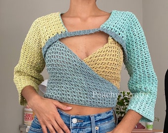 CROCHET PATTERN - Jo's Sweater Set Pattern, 2-Piece Wrap Top & Shrug Crochet Tutorial, Downloadable PDF