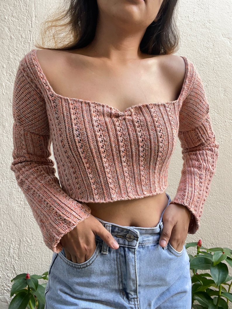 CROCHET PATTERN Study Date Sweater, Lacy Textured DIY Jumper Tutorial, Downloadable pdf image 7