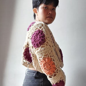 CROCHET PATTERN The Cornflower Sweater Lacy Flower Motif Pattern, Downloadable PDF image 5