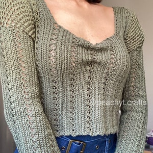 CROCHET PATTERN Study Date Sweater, Lacy Textured DIY Jumper Tutorial ...