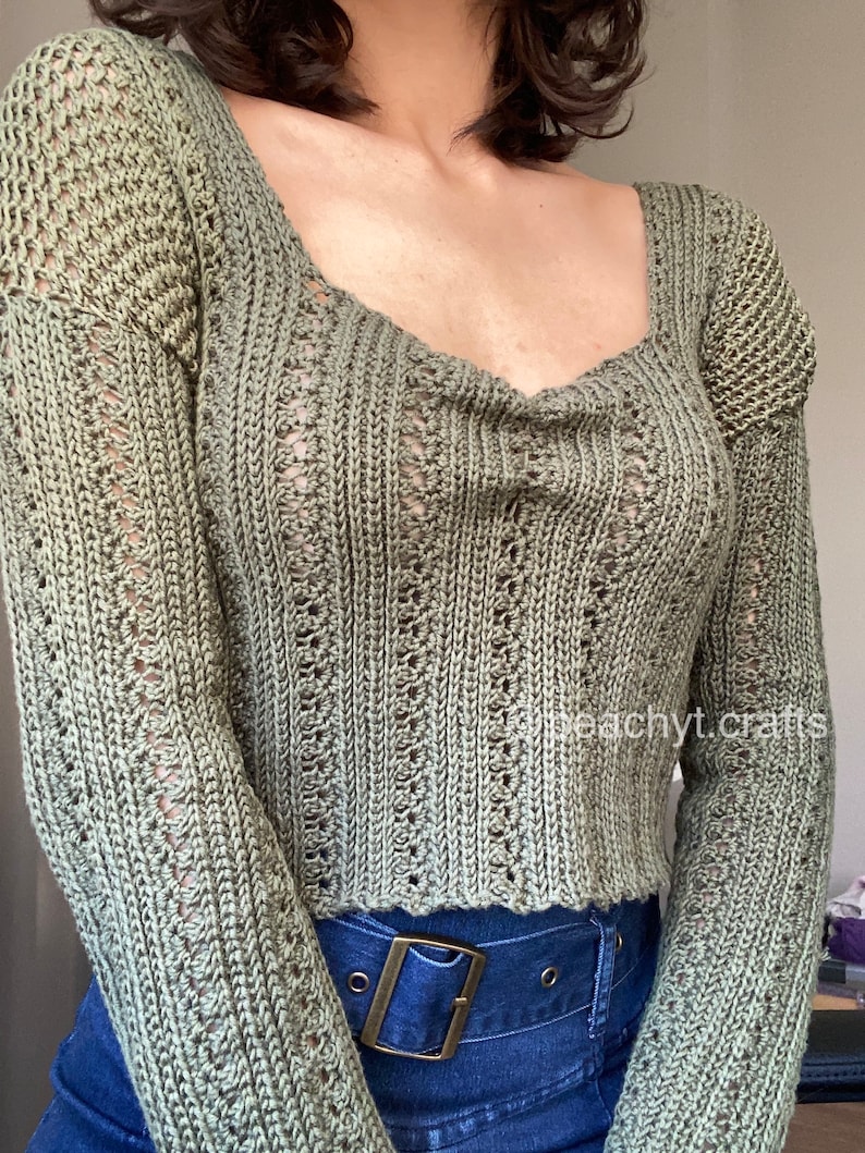 CROCHET PATTERN Study Date Sweater, Lacy Textured DIY Jumper Tutorial, Downloadable pdf image 3
