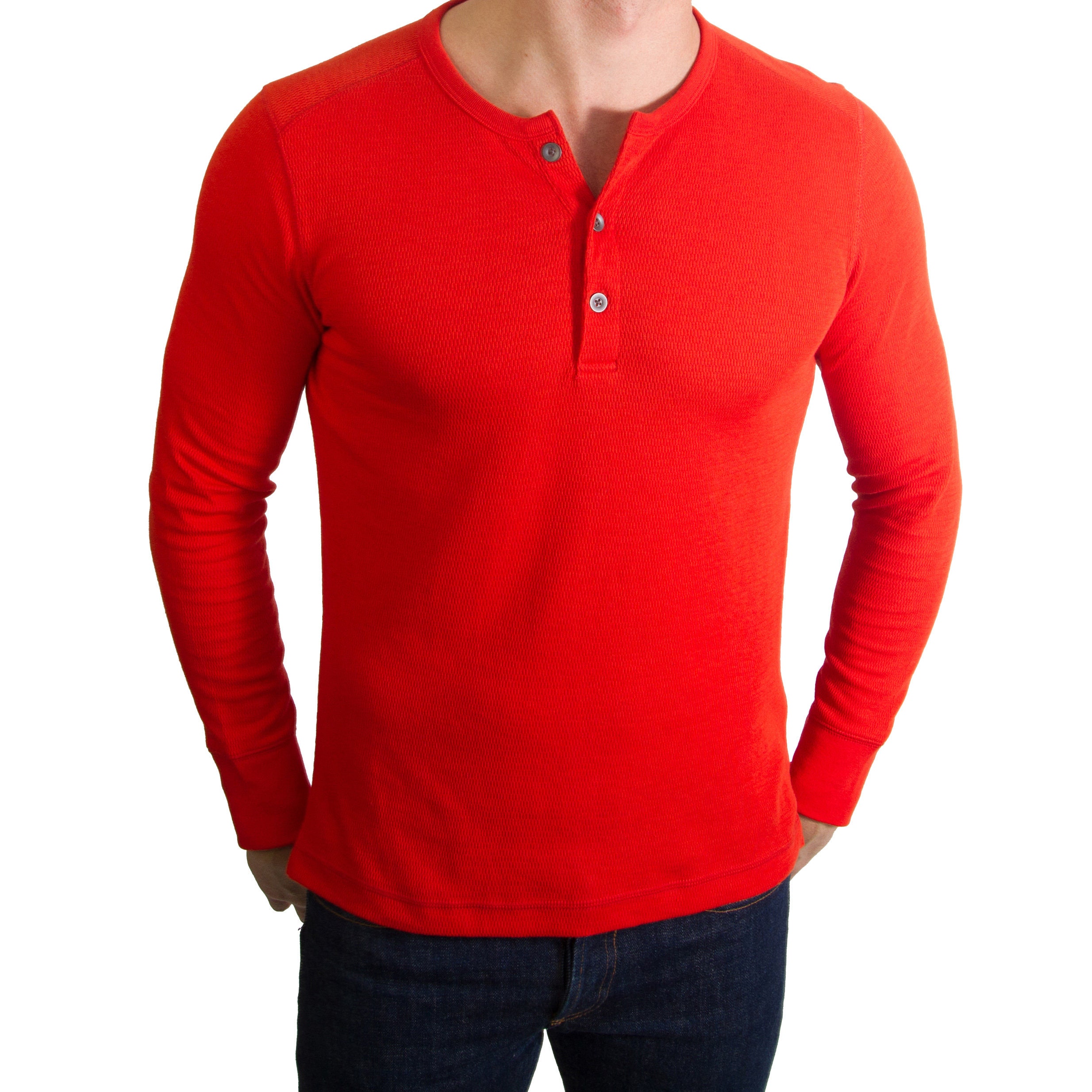 Core Temp Waffle-knit Henley T-shirt Long Sleeve Shirt Men's Gift
