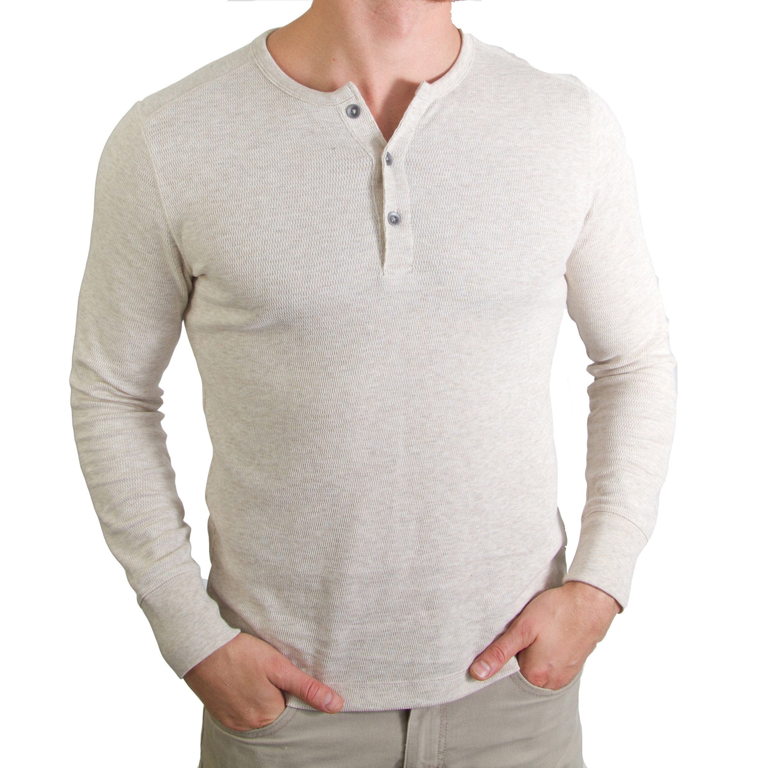 Core Temp Waffle-knit Henley T-shirt Long Sleeve Shirt Men's Gift for Him  Formal Casual Everyday Wear Perfect Gift Lightweight Warm Shirt -   Canada