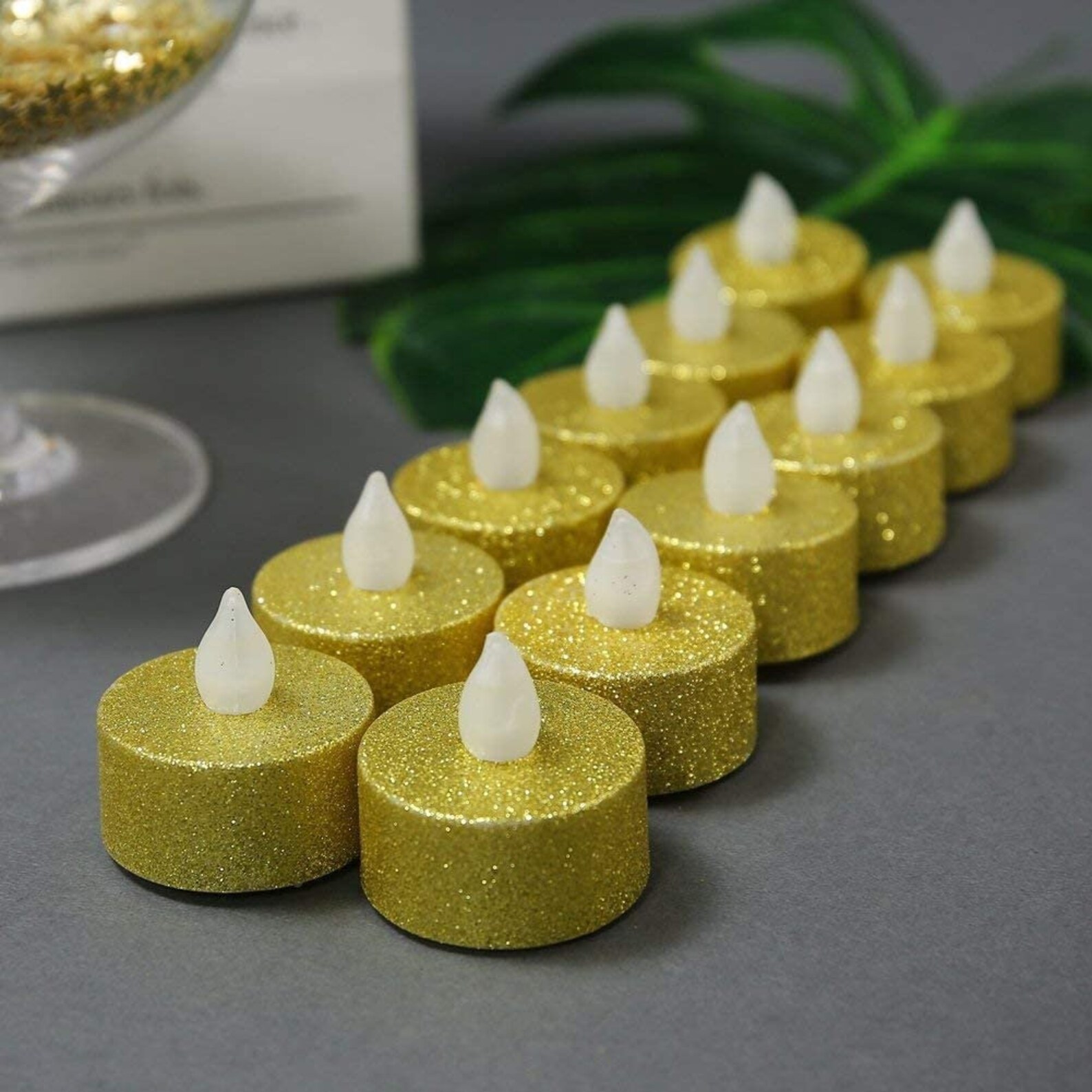 Battery Operated LED Tea Lights Gold Flameless Votive Etsy