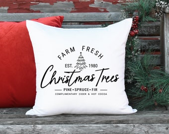 Farm Fresh Christmas Trees Pillow - Christmas Pillows - Vintage Christmas Christmas Decorations Farmhouse Decor - Farmhouse Pillow Holiday