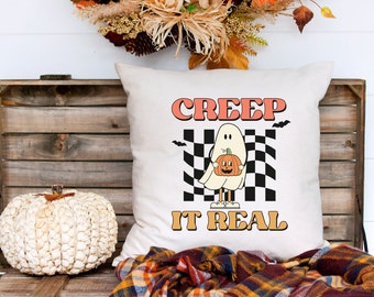 Creep it Real Pillow, Halloween Vintage Pillow Cover, Halloween Retro Pillow, Funny Pillow, Halloween Pillow, Halloween Party, Fall Decor