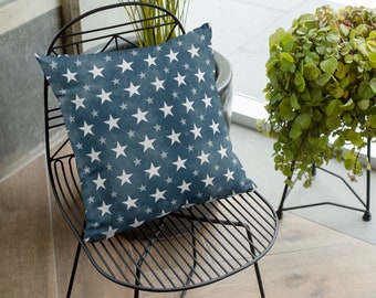 Patriotic Pillow, Navy with White Stars Pillow Cover, Memorial Day, Fourth of July, Independence Day, Labor Day, Farmhouse Decor, Patriotic