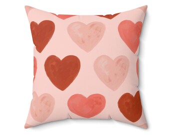Valentine Hearts Throw Pillow Pink Red Romantic Love Home Decor