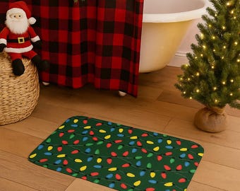 Christmas Lights Bath Mat, Festive Holiday Bathroom Decor