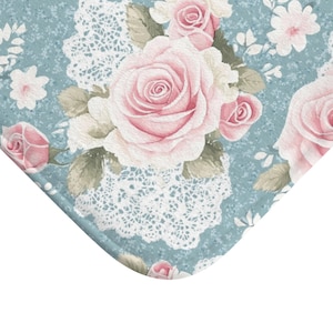 Vintage Floral Bath Mat: Shabby Chic Rose Memory Foam
