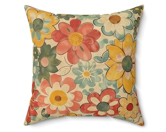 Blommig kudde i vintagestil, boho stugdekoration