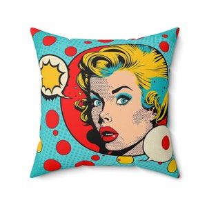 Poduszka Pop Art - Prezenty dla taty - Poszewka na poduszkę z komiksem - Wydruk Pop Art - Poduszka do pokoju gier - Retro - Komiks - Poduszka dekoracyjna - Połowa wieku