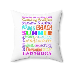 Summer Words Pillow, Subway Words Pillow, Summertime, Summer Decor, Accent Pillow, BBQ Hot Dogs, Pool, Summer Pillow Cover, Happy Summer