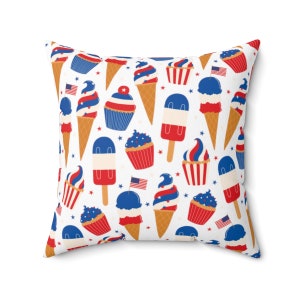 Patriotic Ice Cream America Summer Pillow, Americana Home Decor, Pillow Cover, Fourth of July Pillow, Stars and Stripes, Summer Celebration
