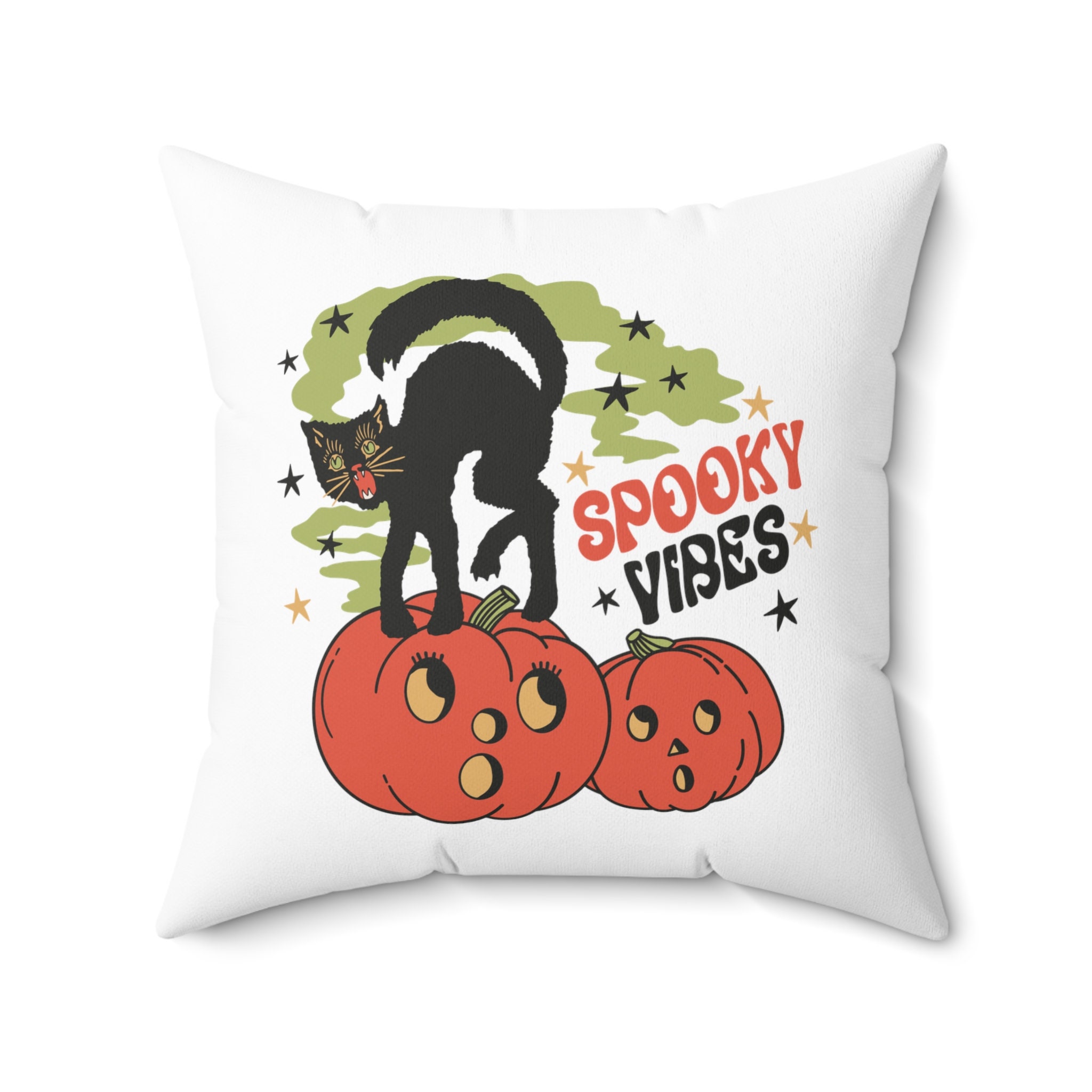 Discover Rétro Halloween Vintage Spooky Vibes Coussin