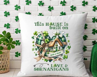 Irish Shamrock Throw Pillow St Patricks Day Farmhouse Home Decor Love Shenanigans