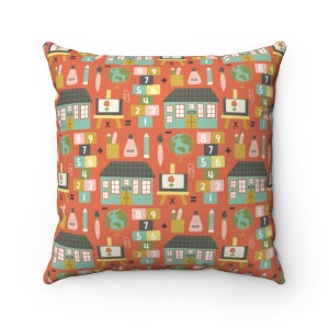 Personalized Teacher Pillow Cover: Schoolhouse Pattern