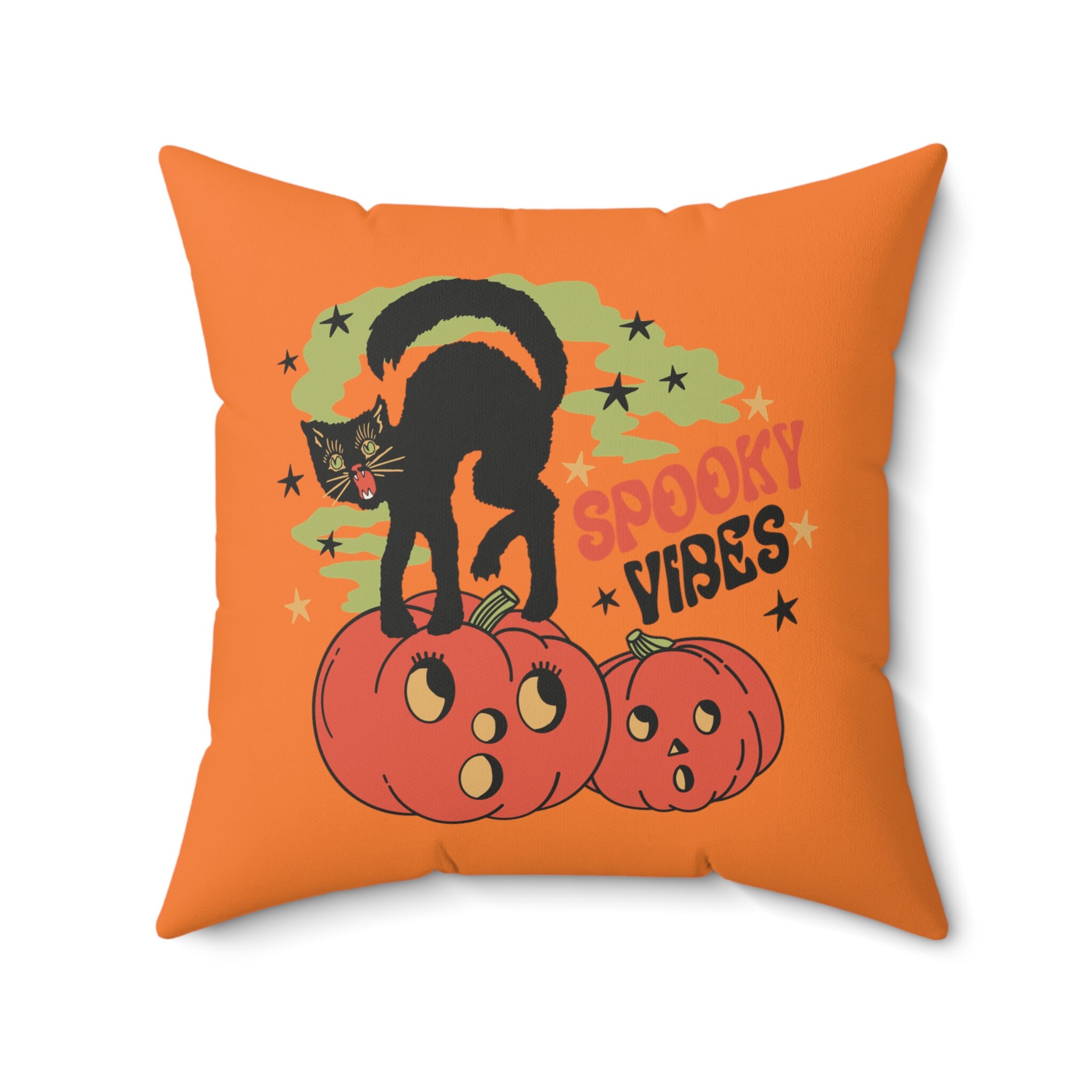 Discover Rétro Halloween Vintage Spooky Vibes Coussin