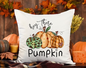 Hey There, Pumpkin Pillow Case, Fall Home Decor, Autumn Pillow Case, Fall Pillow, Pumpkin Decor, Pumpkin Pillowcase, Pumpkin Spice, Gift