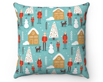 Family Christmas Winter Pillow, Winter Pillow Cover, Christmas Home Decor, Gift, Holiday Town Pillow, Holiday Decor, Cute Winter Decor