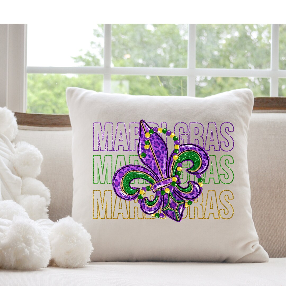 Mardi Gras Pillow, Happy Mardi Gras Throw Pillow Cover, Mardis Gras