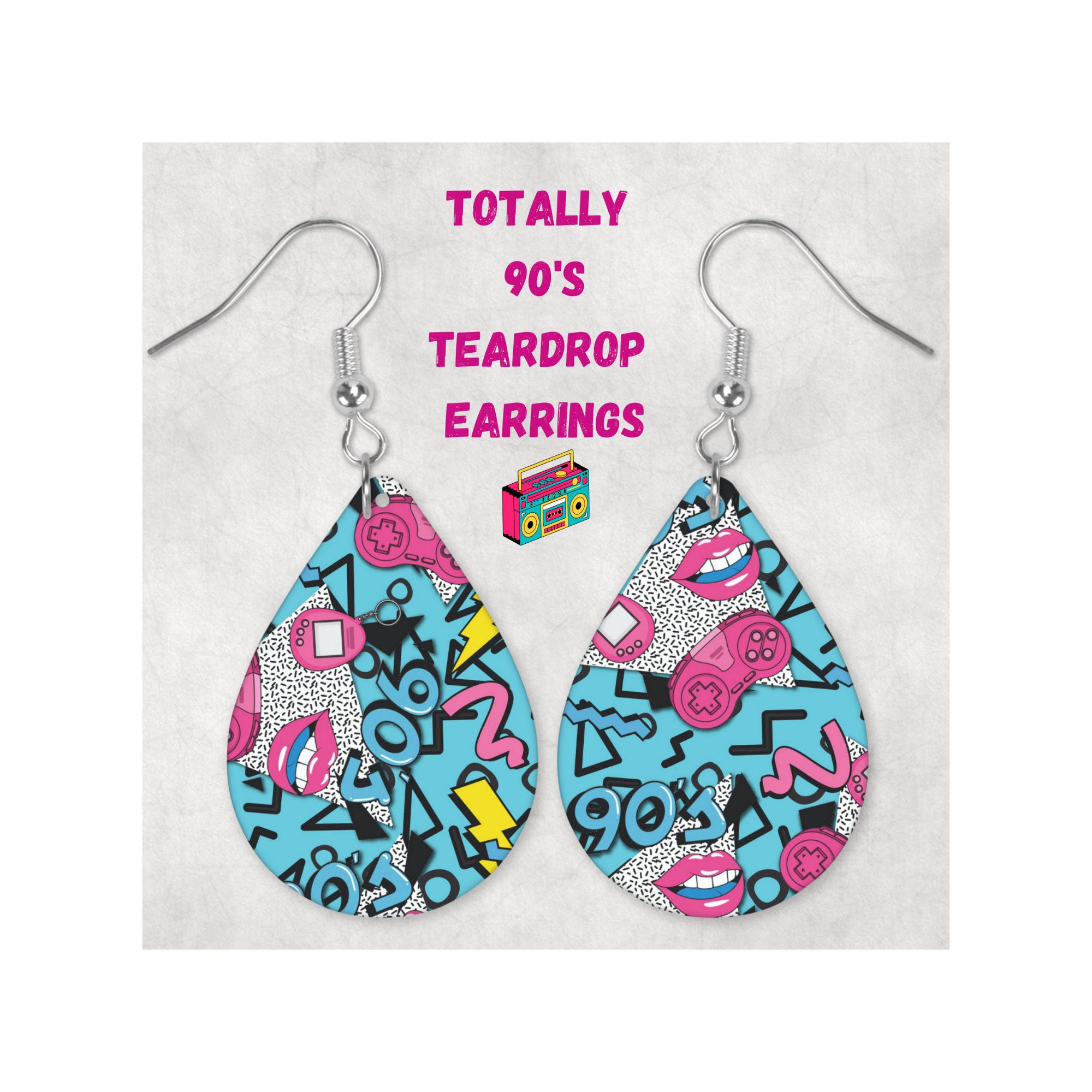 Retro Totally 90's Earrings 90's Girl Etsy