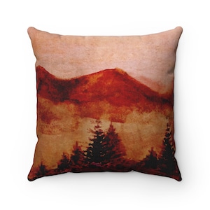 Winter Trees Pillow, Winter Landscape Pillow Cover, Christmas Winter Home Decor, Gift, Evergreen Trees Pillow, Winter Decor, Winter Forest