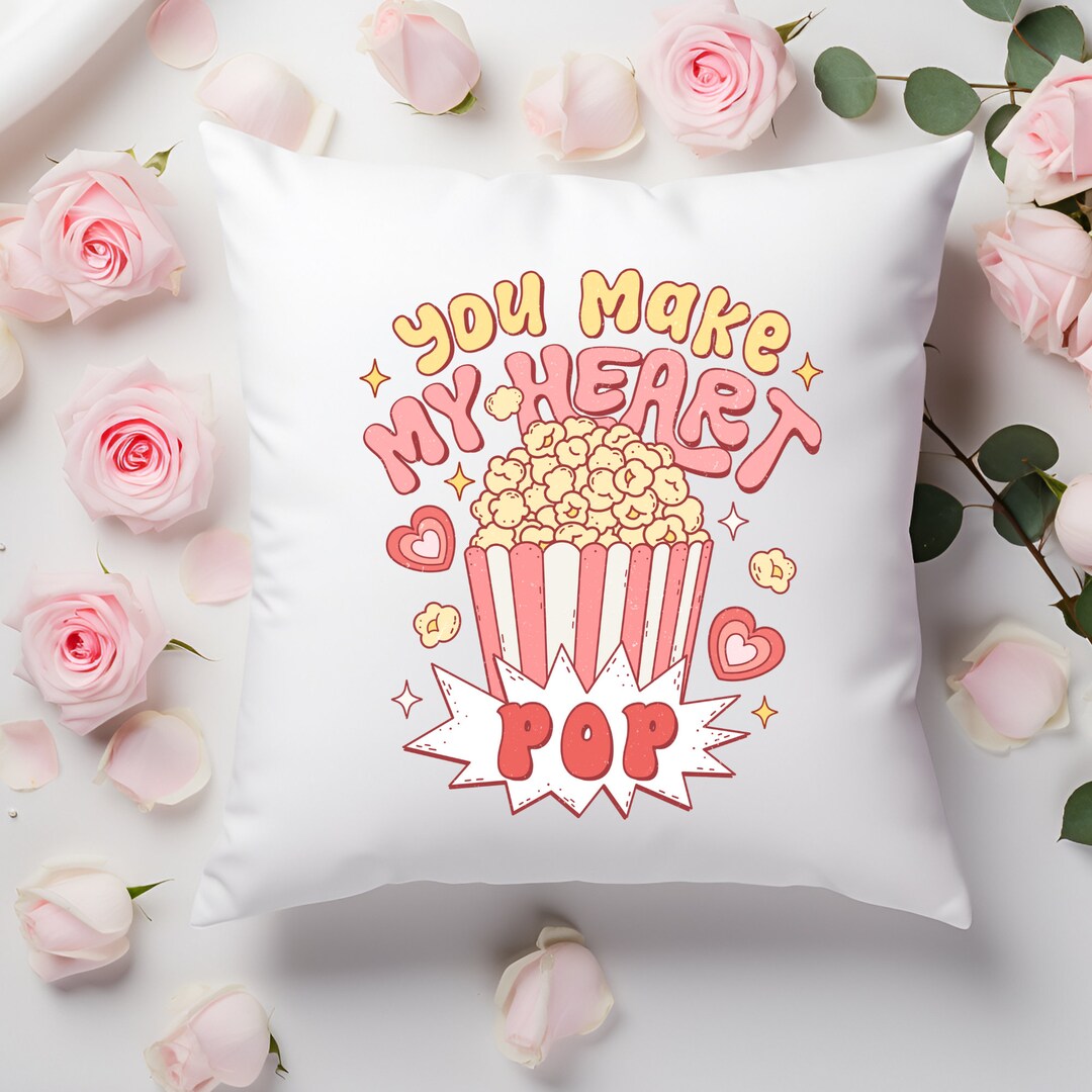 Valentines Day Pillow, Popcorn You Make My Heart Pop Pillow Cover, Cute