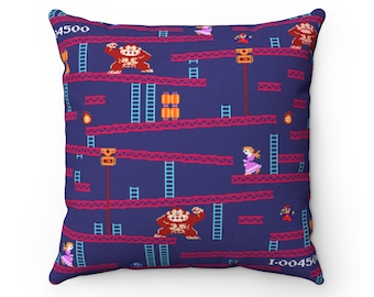 Retro Video Game Throw Pillow, Square, Video & Arcade Game, Spun Polyester Pillow, Gaming Room, 80's Raised, Retro Throw Pillow, Gaming