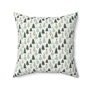 Christmas Tree Pillow, Farmhouse Holiday Pillow, Festive Home Decor, Festive Tree Pattern Decorative Print Throw Pillow, Bright Decor