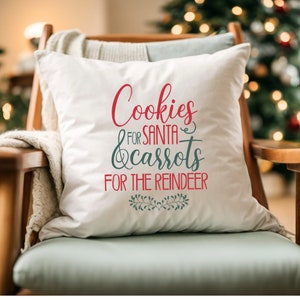 Christmas Farmhouse Pillow Cover: Cookies for Santa, Carrots for Reindeer