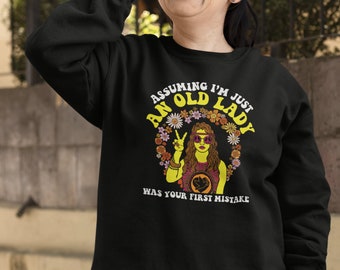 Old lady embroidered sweatshirts Clearance