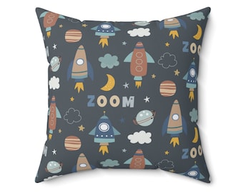 Kids Space Rocket Pillow Galaxy Throw Pillow Boys Room Nursery Decor