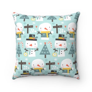 Let It Snow Pillow, Snowman Pillow Cover, Christmas Pillow, Holiday Pillow, Christmas Gift, Winter Home Decor, Holiday Decor, Colorful