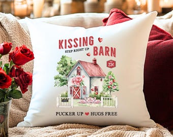 Valentine Farmhouse Pillow Kissing Barn Romantic Country Decor Throw