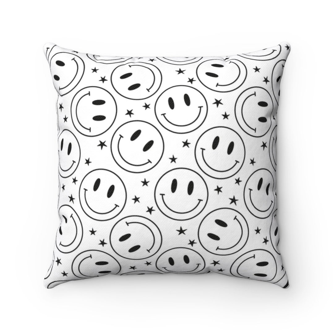 Retro Smiley Face Pillow Happy Retro Pillow Cover Cute Etsy