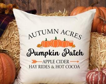 Funda de almohada decorativa con diseño de calabazas de Autumn Acres, color blanco