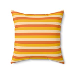Retro Striped Throw Pillow Cover, Orange Yellow Mid Century Modern Cushion, Vintage Inspired Home Decor, Bold Colorful Accent Pillow