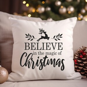 Christmas Pillow - Christmas Pillow Cover - Christmas Pillows - Christmas Decor - Farmhouse Decor Christmas Throw Pillow - Believe