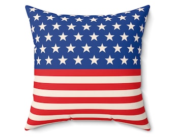 American Flag Throw Pillow Patriotic Decor 4th July USA Stars Stripes