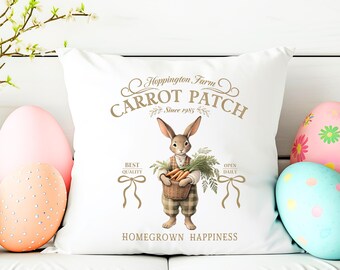 Vintage Easter Bunny Pillow Cover: Farmhouse Spring Decor